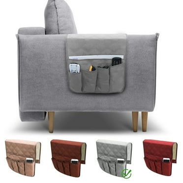 Celectigo Sofa Armrest Organizer – 5-Pocket Couch Caddy for Sofas, Recliners & Armchairs – Durable Remote Control, Tablet, Phone & Magazine Holder – Easy to Install, Perfect for Living Room (Gray)