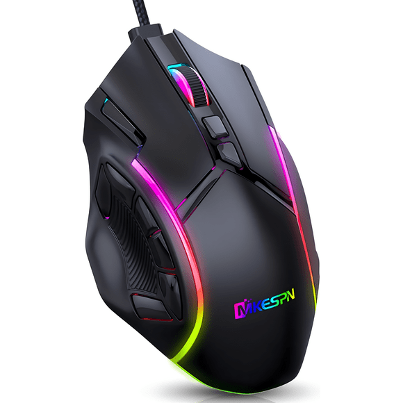 Celectigo Wired Gaming Mouse  12 Programmable Buttons, Up to 12800 DPI RGB Backlit USB Corded PC Gaming Mouse