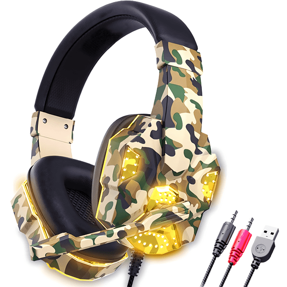 Celectigo Wired Gaming Headset — Over-Ear Gaming Headphones with Noise-Canceling Mic, 3.5mm Connection, 7.1 Surround Sound For PC, Xbox One, PS5, Nintendo