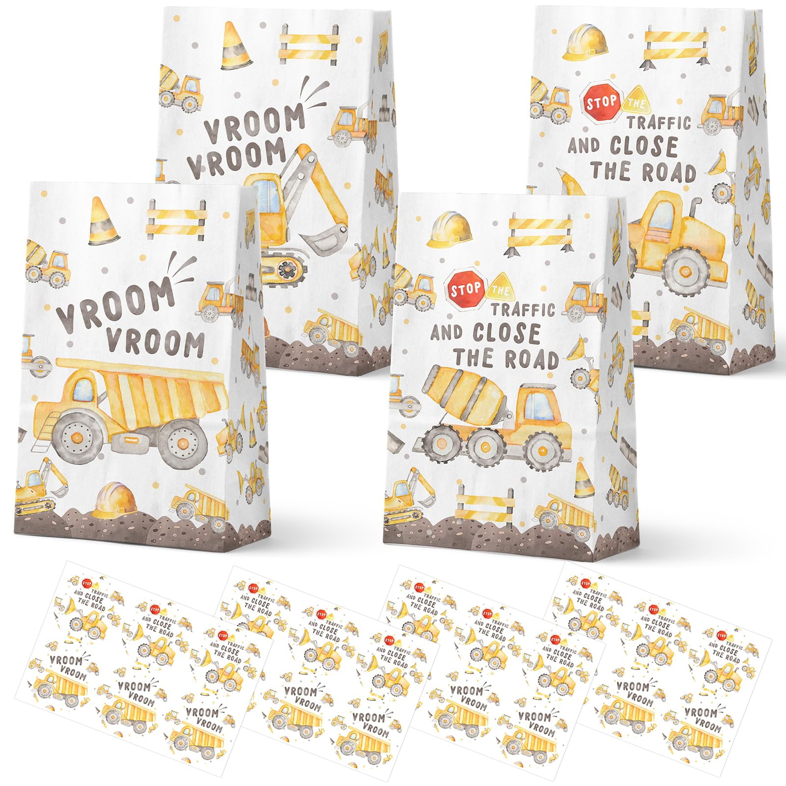 Celee 24-Pack Construction Goodie Bags with Stickers - Ideal for Kids ...