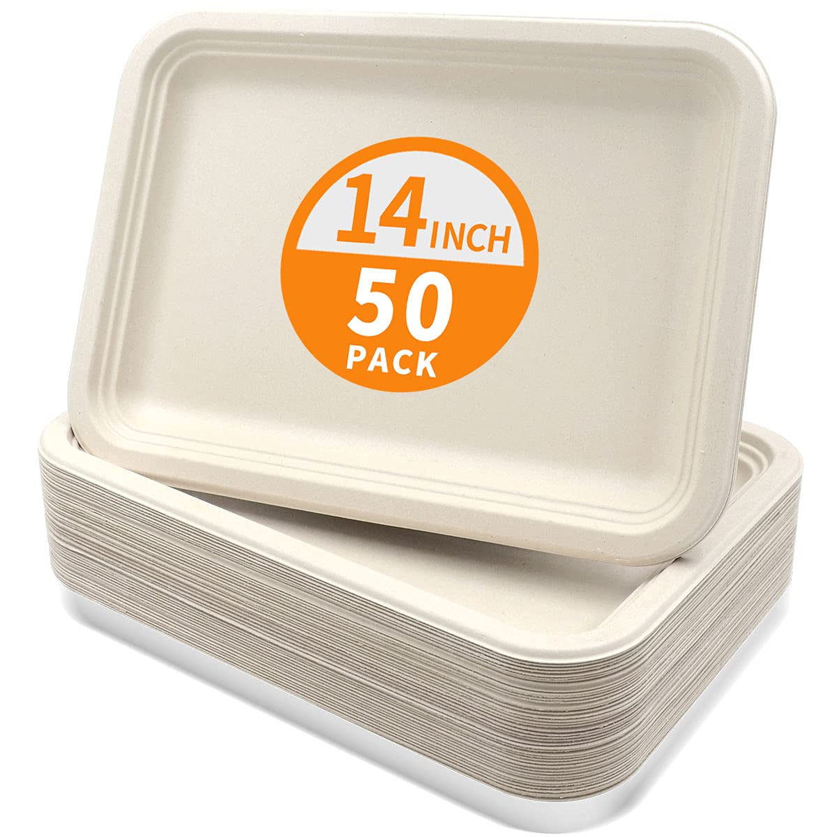 80 Pack Of 14 Inch Extra Large Disposable Food Trays – Heavy Duty Bagasse Crawfish & Seafood Boil Trays