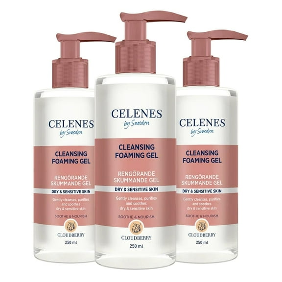 Celenes by Sweden Cloudberry Cleasing Foaming Gel 250 ml / 8.5 fl oz -3 Pack