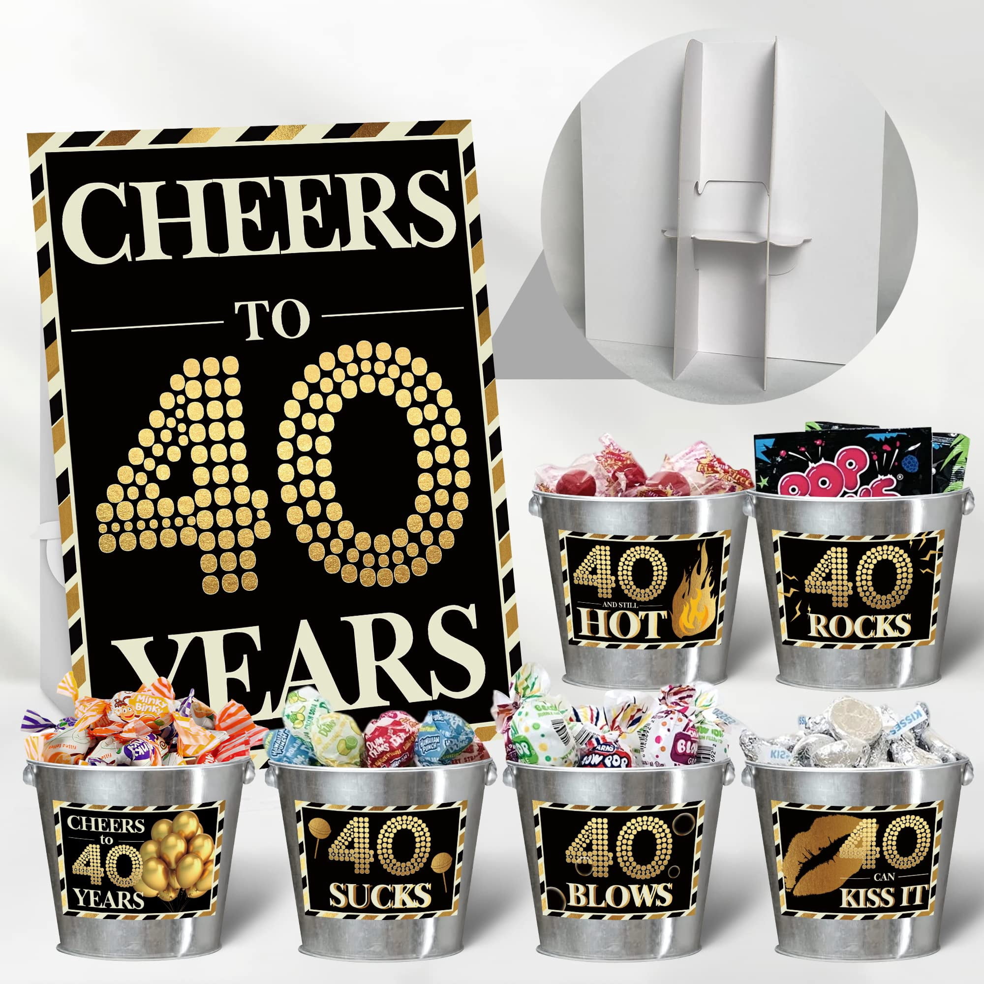 Celepaty 40th Birthday Decorations Men Women, Black Gold Cheers to 40