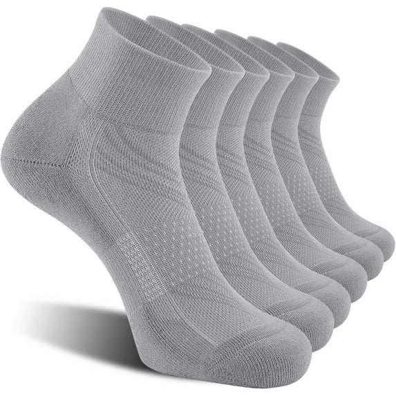 CelerSport 6 Pack Men's Ankle Socks with Cushion, Sport Athletic Running Socks