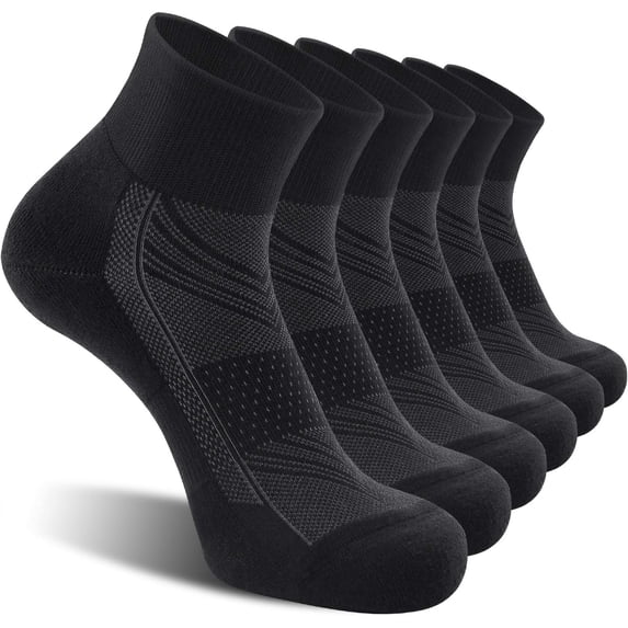 6 Pack Men's Ankle Socks with Cushion, Sport Athletic Running Socks