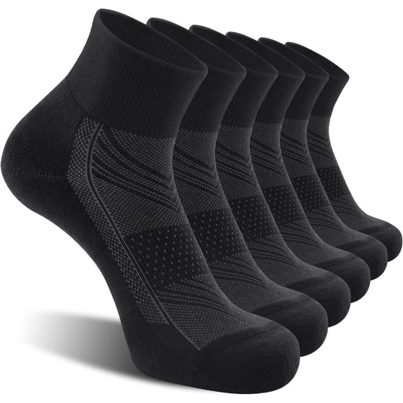 CelerSport 6 Pack Men's Ankle Socks with Cushion, Sport Athletic Running Socks
