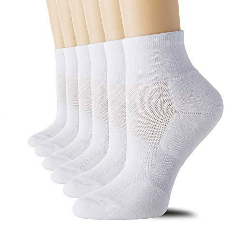 CelerSport 6 Pack Women's Ankle Socks with Cushion, Sport Athletic Running  Socks, 6 Pair White, Medium