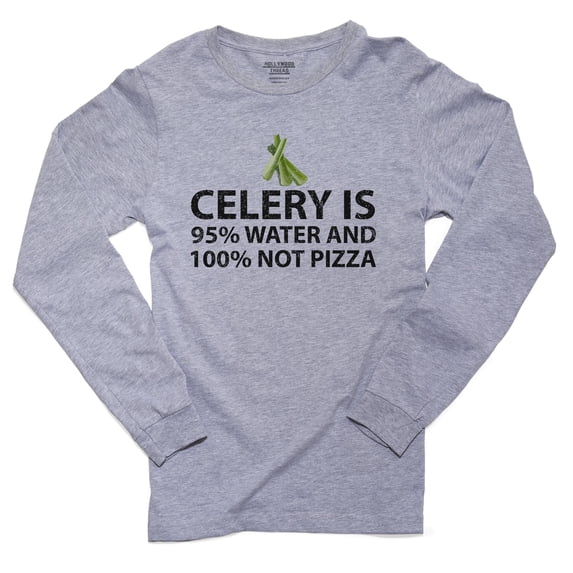Celery Is 95% Water And 100% Pizza Men's Long Sleeve Grey T-Shirt