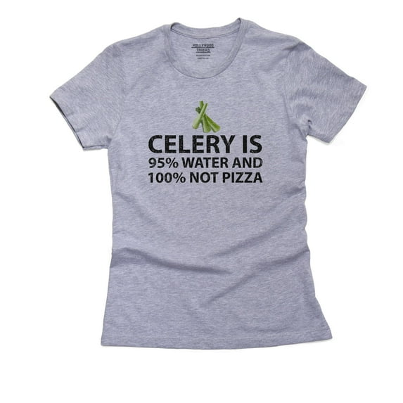 Celery Is 95% Water And 100% Pizza Women's Cotton Grey T-Shirt