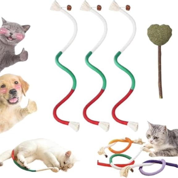 Celery Pets Cat Chew Rope, Catnip-Infused Organic Cotton Chew Rope Toys for Cats, Interactive Cat Nip Kitty Toys for Teeth Cleaning, Cotton Chews Ropes Toy, 28 Inches String (Red)