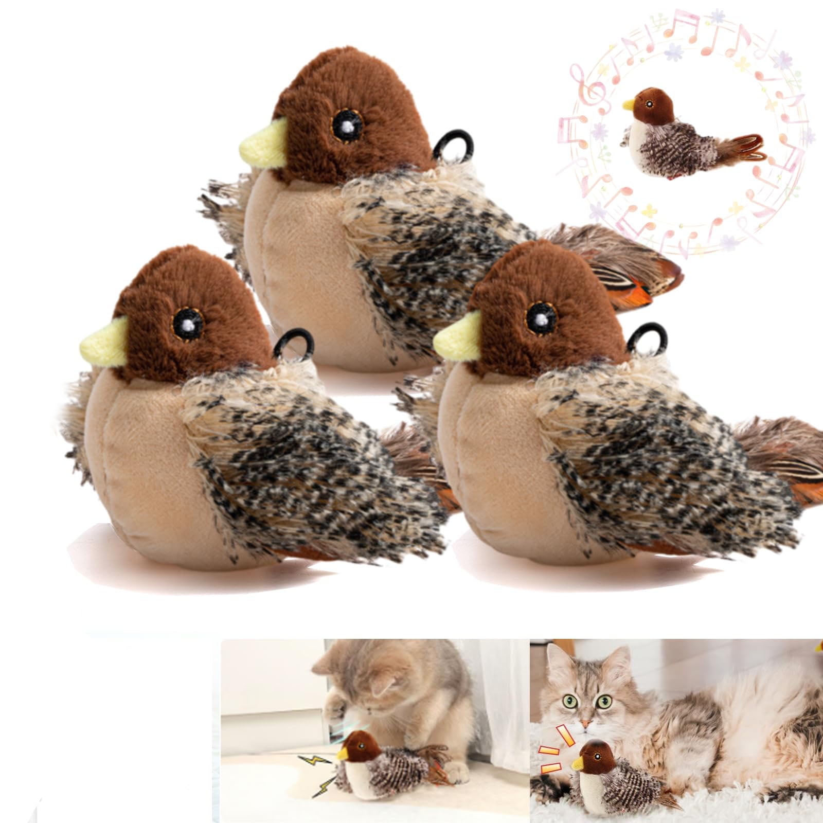 Celery Pets Cat Toy, Celery Pets Chirping Bird, Interactive Chirping Bird Cat,Celery Pets Simulated Chirping Bird,Cat Toys Rechargeable Flapping Bird Sparrow