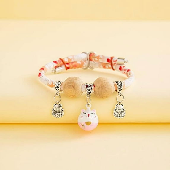 Celery Pets Cedar-Bead Pet Collar, Dog Cat Suit Collar with Fortune Pendant, Comfortable Adjustable, for Cats and Dogs