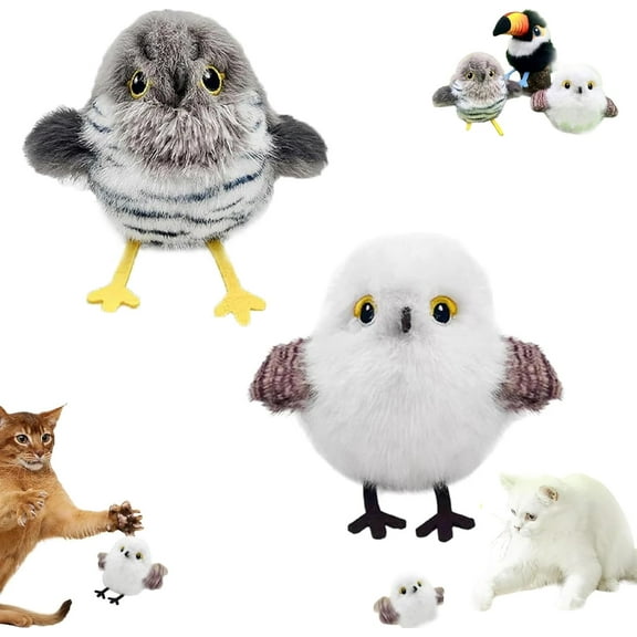 Celery Pets Rechargeable Flapping Bird Cat Toy, Celerypets Meowvo 2025 New Interactive Cat Toys, Motion Activated with Three-Mode Wing Flap, Three Styles Available (2Mixed A)