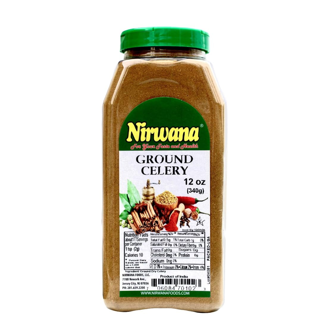 Celery Powder  Flavorful & Versatile Seasoning for Cooking, Soups, Sauces, and Spice Blends  Great for Rubs, Marinades & Seasoning Mixes 12 oz Jar by Nirwana