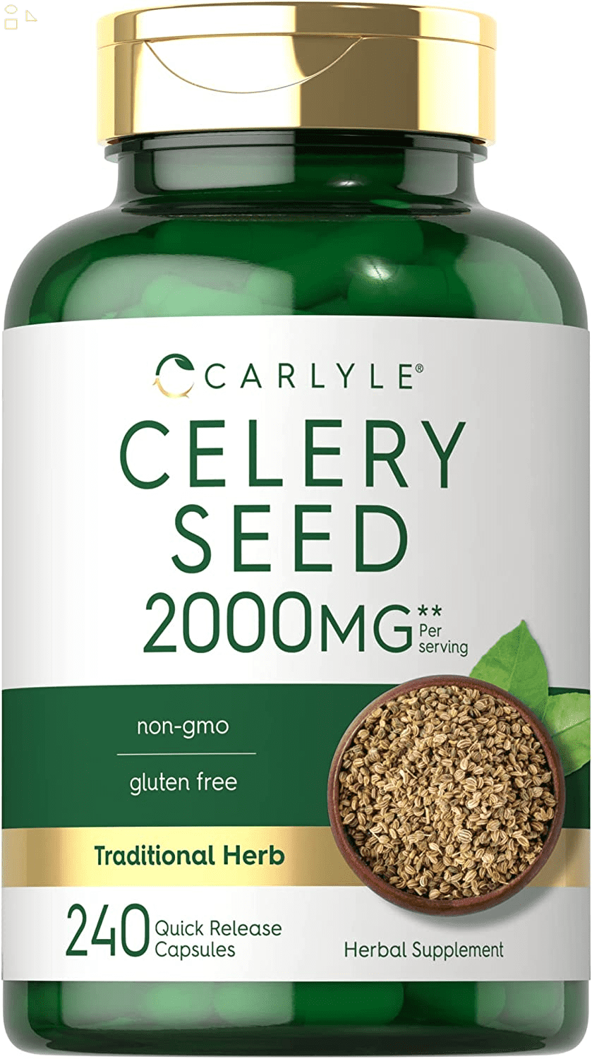 Celery Seed Extract Capsules 2000Mg 240 Count NonGmo and Gluten