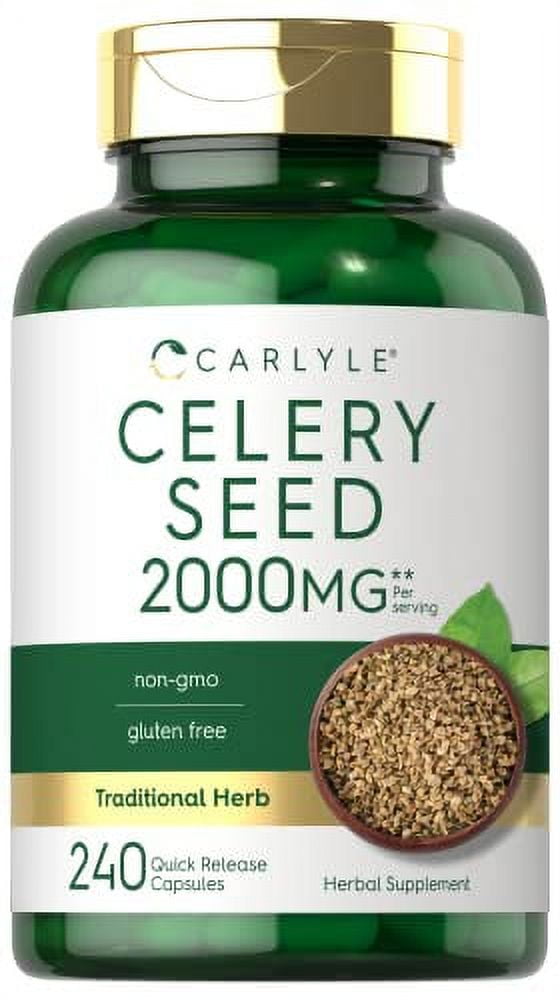 Celery Seed Extract Capsules 2000mg 240 Count NonGMO and Gluten Free Formula