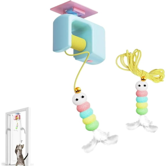 CeleryPets Autobounce USB-C Ceiling Cat Teaser, Meowvo Upgraded Smart Ceiling Cat Teaser, Interactive Electric Cat Toy with Self Adhesive Suction Cup Indoor Door Frame Hanging