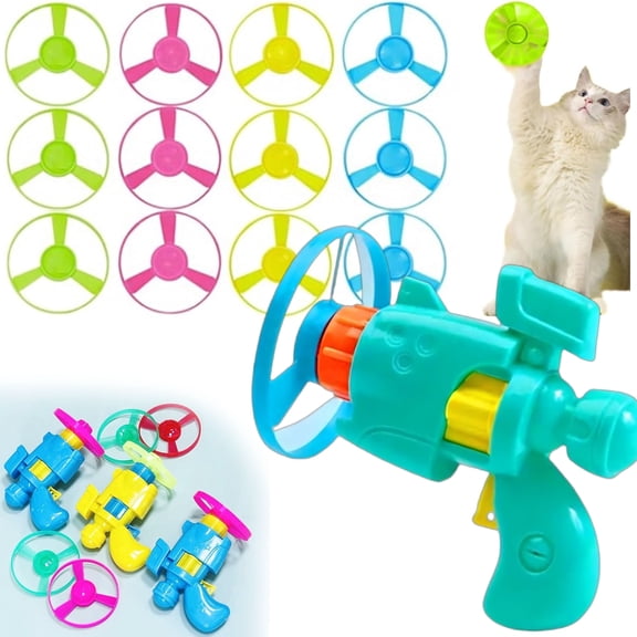 Light- Flying Disc Cat Launcher Setm, Cat Fetch Toy with Colorful Flying Propellers Set, Cats Playing Tracking Interactive Toys, for Chasing Training Hunting, Safe