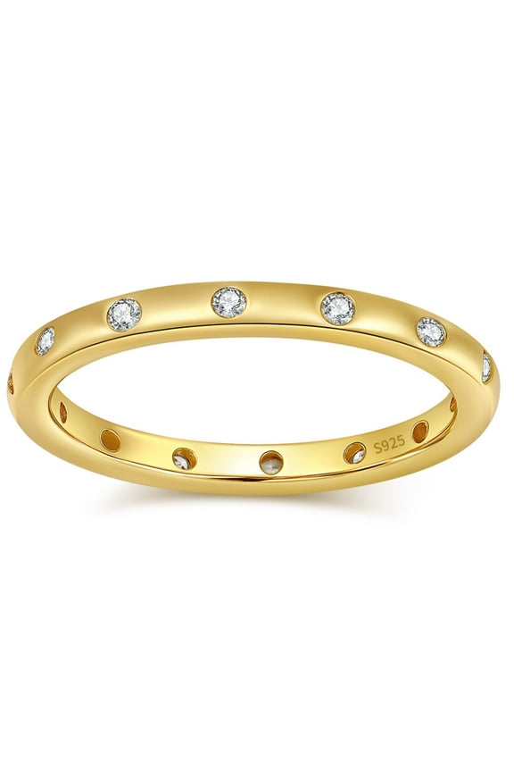 Celesta Eternity Rings for Women Stackable Wedding Bands CZ 2mm Sterling Silver Ginger Lyne