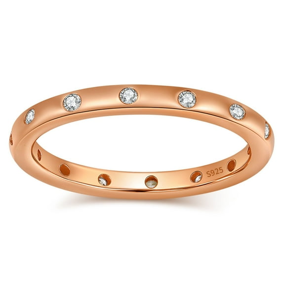 Celesta Eternity Rings for Women Stackable Wedding Bands CZ 2mm Sterling Silver Ginger Lyne