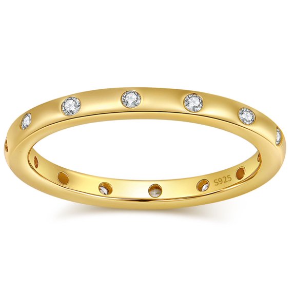 Celesta Eternity Rings for Women Stackable Wedding Bands CZ 2mm Sterling Silver Ginger Lyne