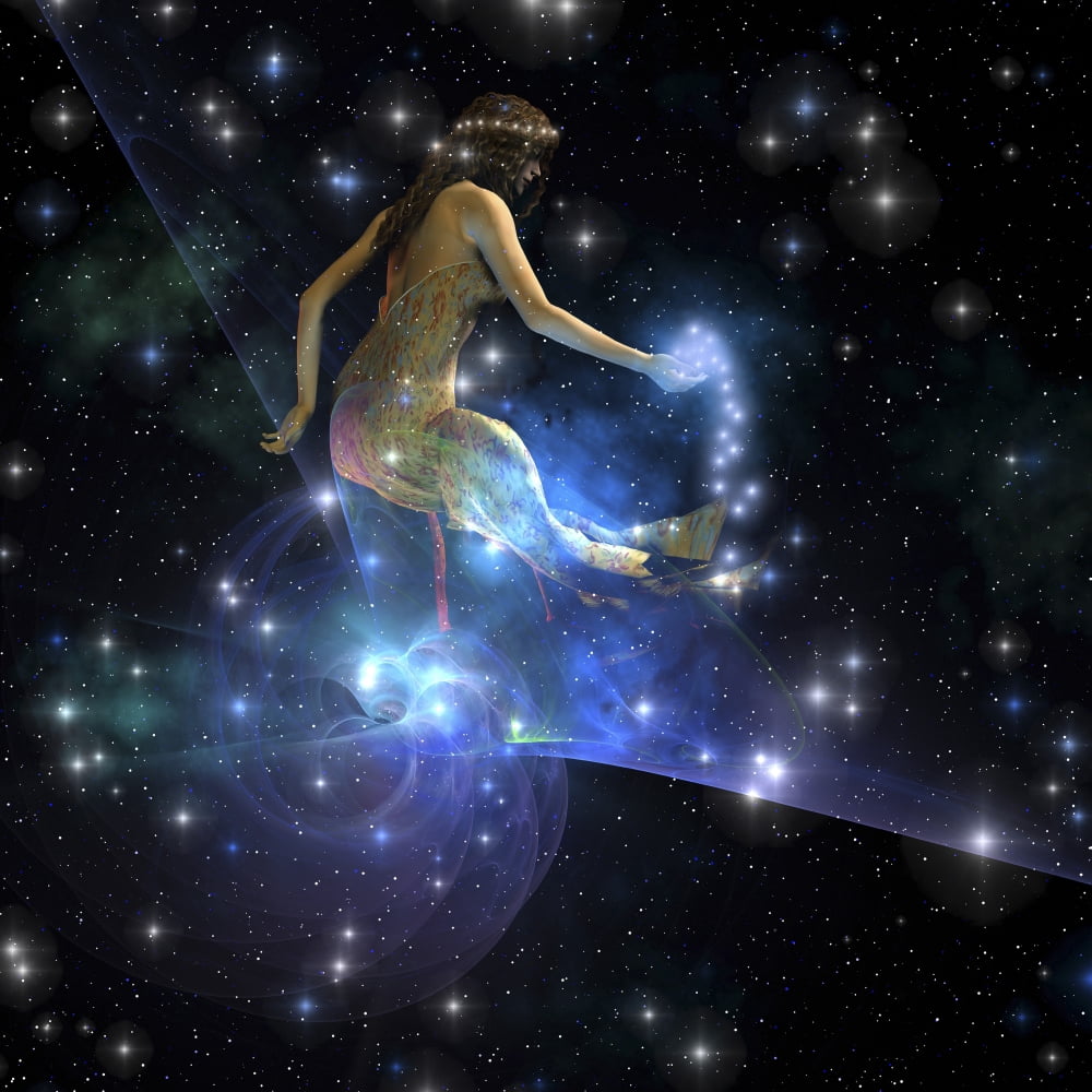 Celesta spirit creature of the universe spreads stars throughout the cosmos Canvas Art - Corey FordStocktrek Images (28 x 28)