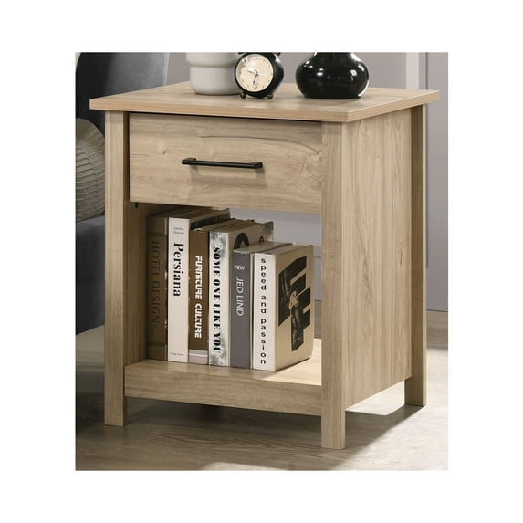 Celeste 20"W Light Oak Finish Engineered Wood 1-Drawer Nightstand Bedside Table