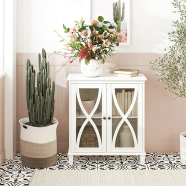 Celeste Accent Cabinet with Glass Doors, White