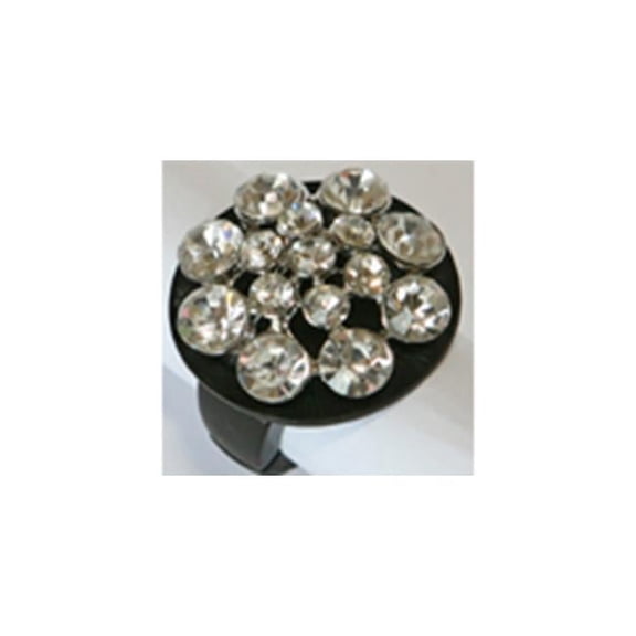 Celeste  Black and Clear Crystal Stretch Ring - Clear