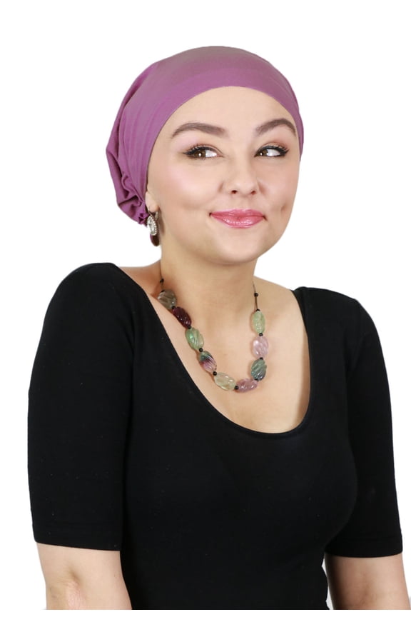Celeste Chemo Beanie Pretied Headscarf For Cancer Patients Cotton (Mulberry)