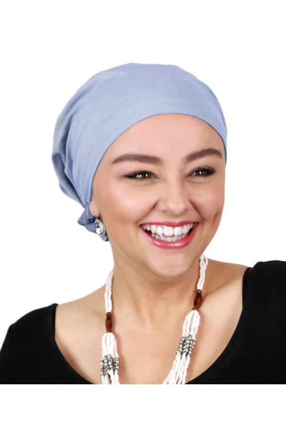 Celeste Cotton Chemo Scarves Pre Tied Head Scarf For Women Cancer Patients (Blue Grey)