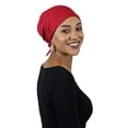 thumbnail image 1 of Celeste Cotton Chemo Scarves Pre Tied Head Scarf For Women Cancer Patients (Red), 1 of 2