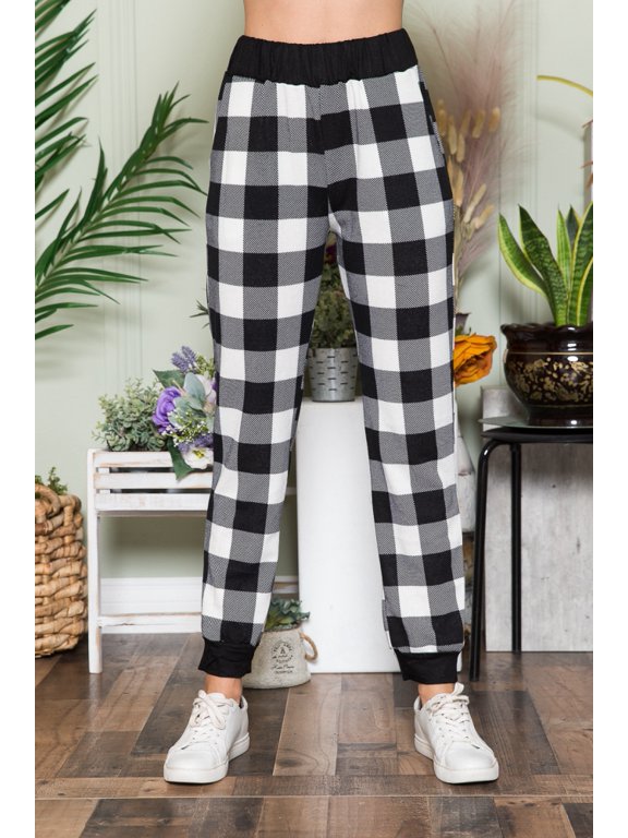 Women's Stretch Sweatpants S-3X Jogger Pants in Plaid and Animal Print