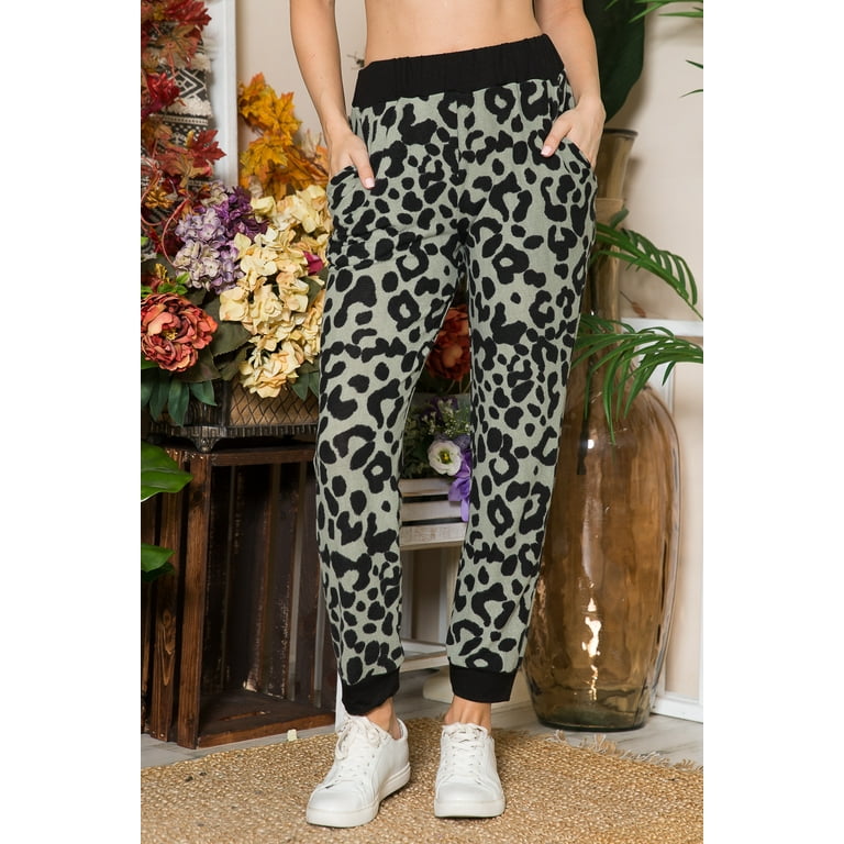 Celeste Design Women's Stretch Sweatpants S-3X Jogger Pants in Plaid and  Animal Print 