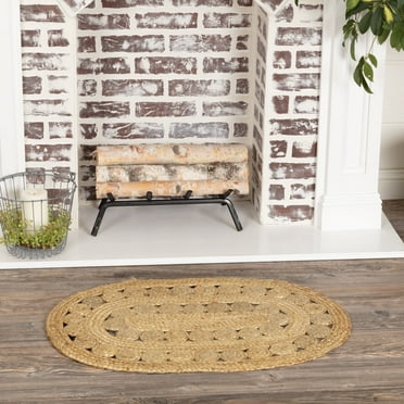 VHC Brands Celeste Braided Jute Oval Welcome Mat Farmhouse Handwoven Boho Area Rug, 20x30