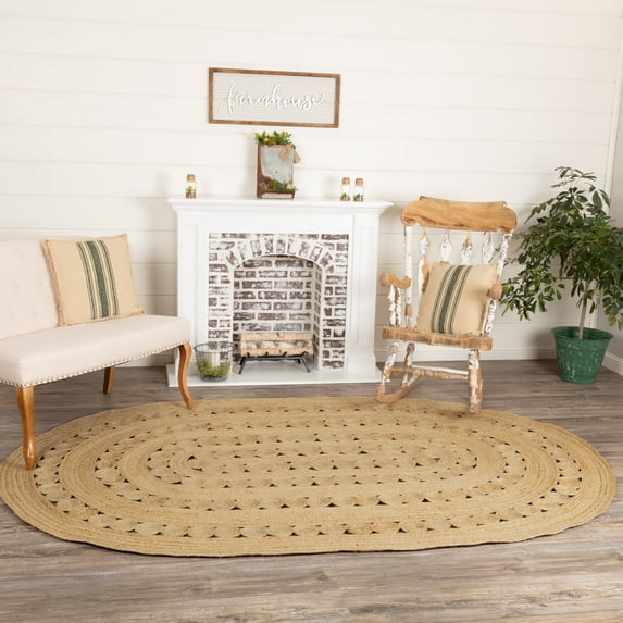 VHC Brands Coastal Farmhouse Flooring-Celeste Tan Oval Jute Rug, 72 x 108, Non-Stenciled