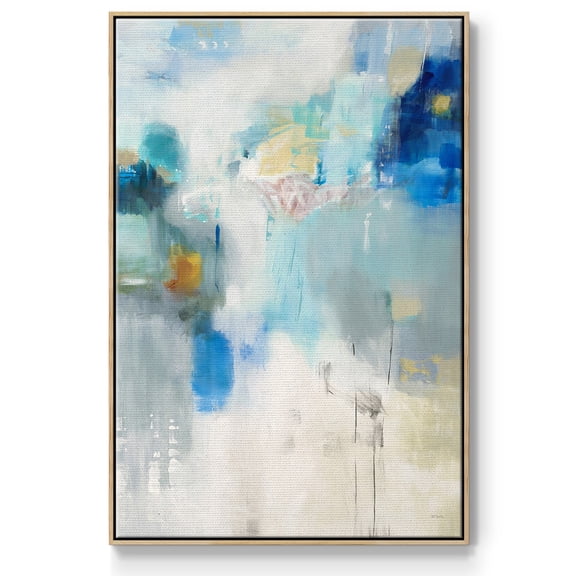 Celeste Motion I Framed Premium Gallery Wrapped Canvas - Ready to Hang - 27 x 41 - Natural Wood Floating Frame