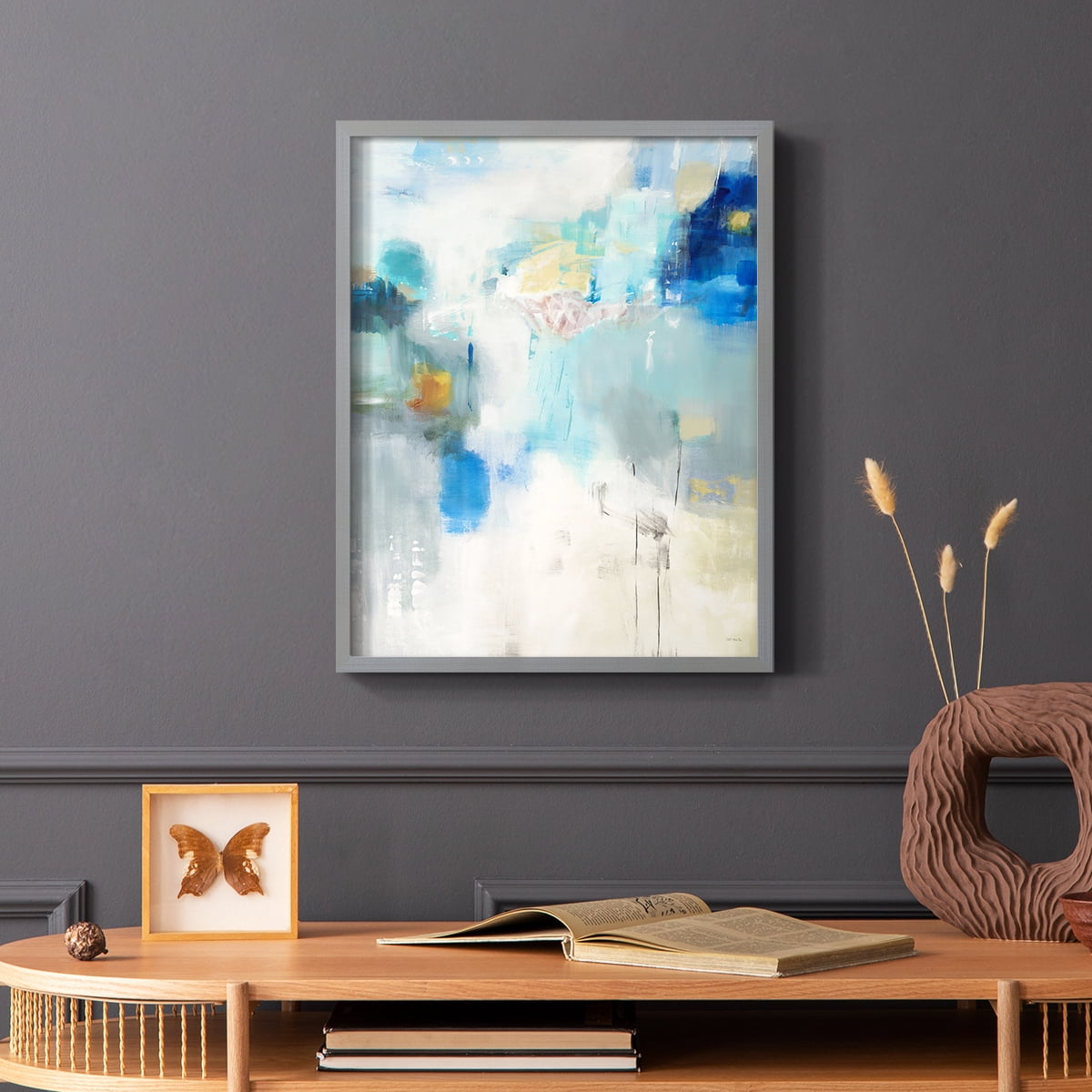 Celeste Motion I Framed Print in Gray Solid Wood Framed Print No Nail Hanging