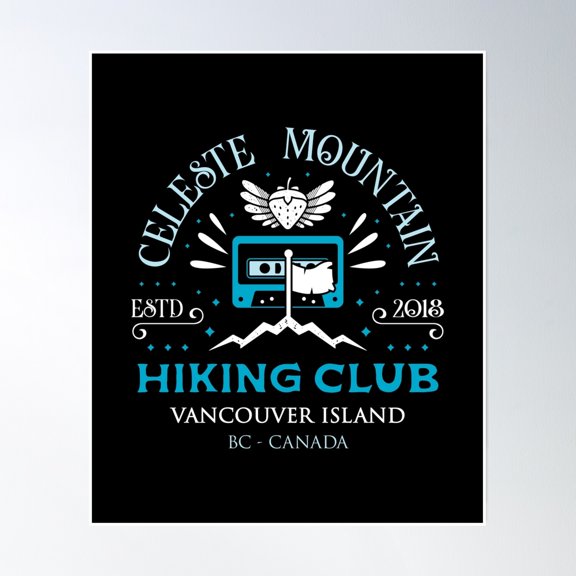 Celeste Mountain Hiking Club Poster Wall Art, Modern Wall Decor, 24x36 UNFRAMED