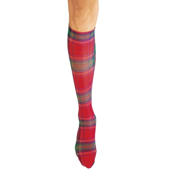 Celeste Stein Compression Socks 15- 20 mmHg, High Quality Blend of Nylon and Spandex - Queen, Holiday Plaid