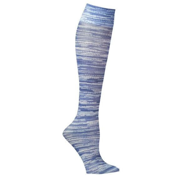 Celeste Stein Mild Compression Knee High Stockings, Wide Calf - Denim Stripes