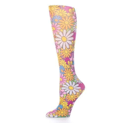 Celeste Stein Therapeutic Compression Socks 8-15mm Knee Length Closed Toe Floral