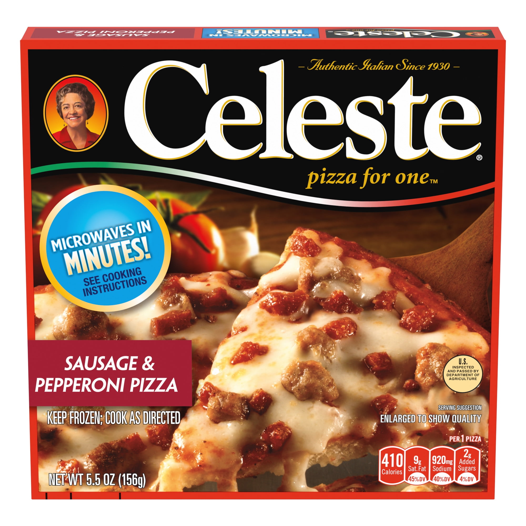 Celeste Thin Crust Sausage and Pepperoni Microwave Frozen Pizza, 5.5 oz (Frozen)
