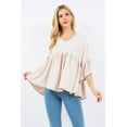 thumbnail image 1 of Celeste Women's S-3X Empire V-neck Top with Flowy Design with Ruffle Sleeves Made in USA, 1 of 5