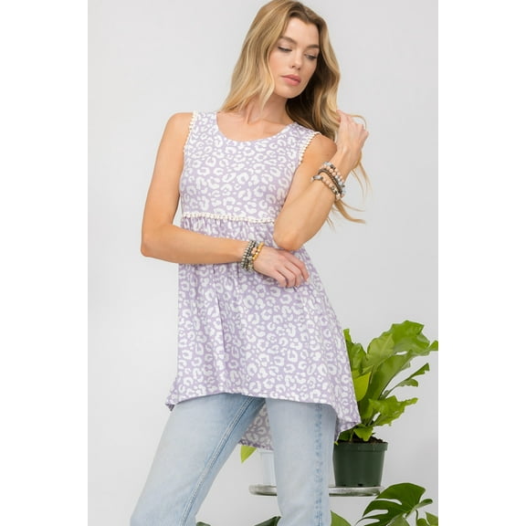Celeste's Women's Animal Print Babydoll Tunic Top available in Missy and Plus Size Made in the USA