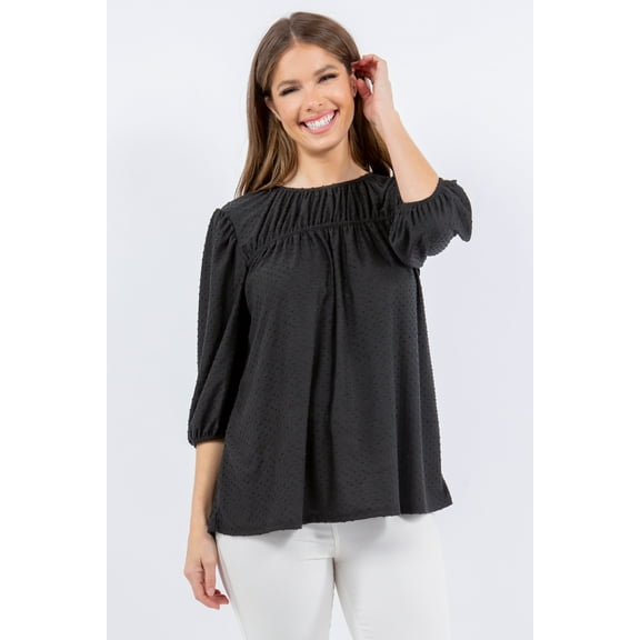 Celeste's Women's Summer Short Sleeve Textured Blouse Tunic Top S-3X