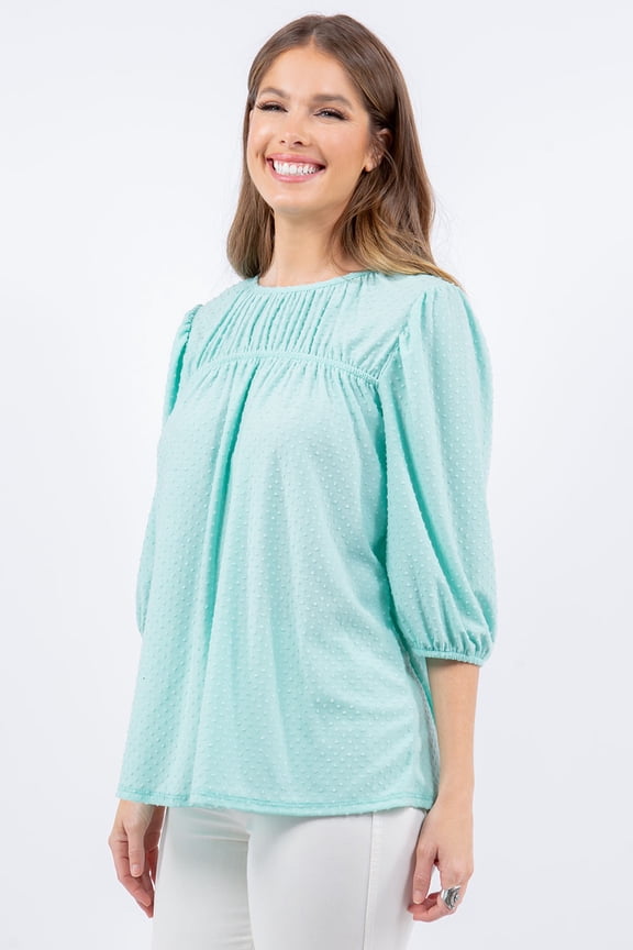 's Women's Summer short sleeve textured blouse Tunic top S-3X