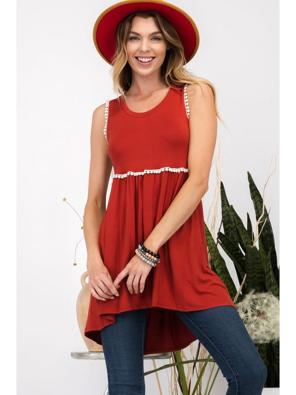 s Women's S-3X Solid Color Babydoll Tunic Top Made in the USA Available in Missy and Plus Size