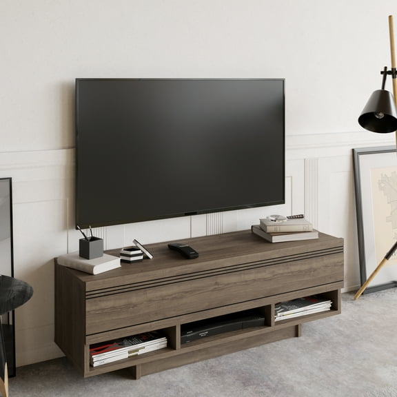 Celestia Modern Engineered Wood TV Stand for TVs up to 50", Walnut, Veneer