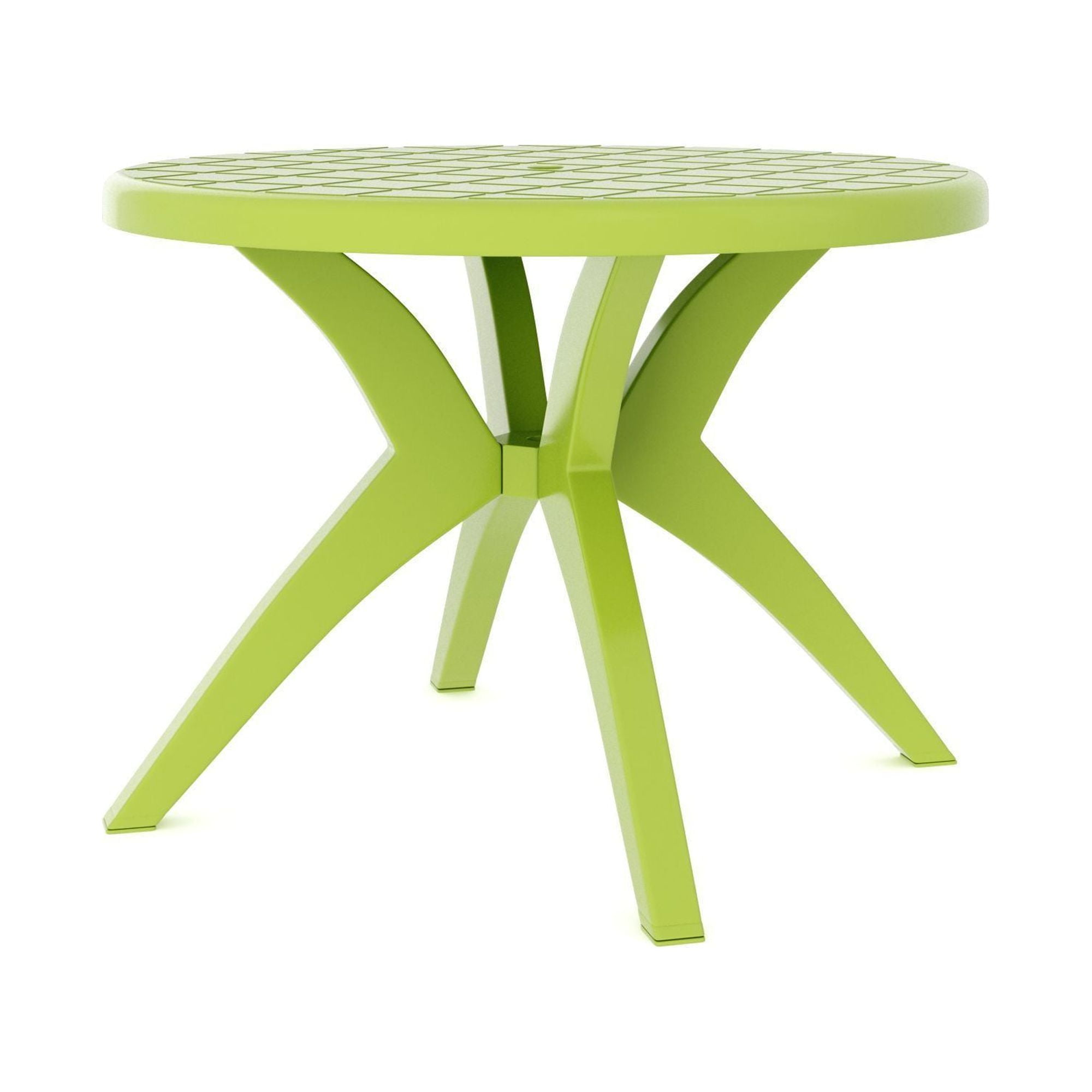 Celestia Outdoor Round Resin Patio Table, Green, Exterior Design